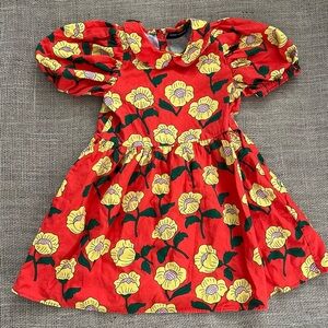 Mini Rodini Red and Yellow Floral Kids Dress